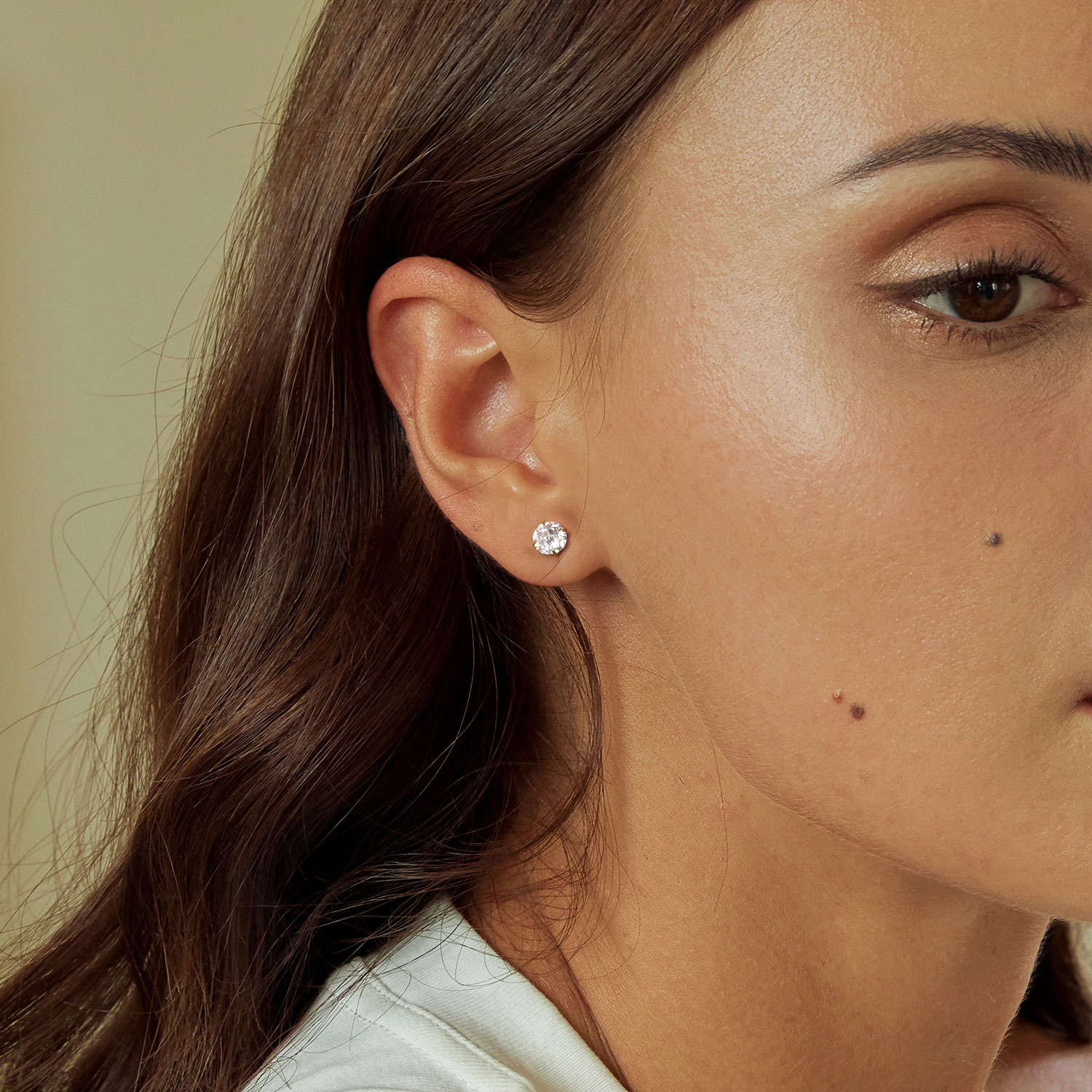 大號白色CZ耳環 image number 3