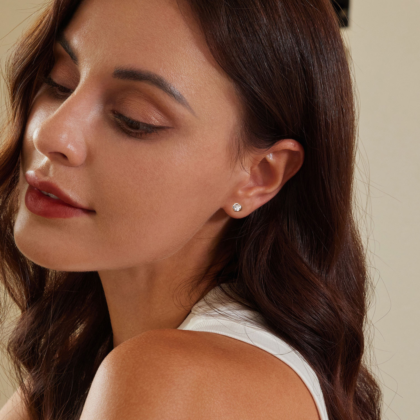 小號白色CZ耳環 image number 3