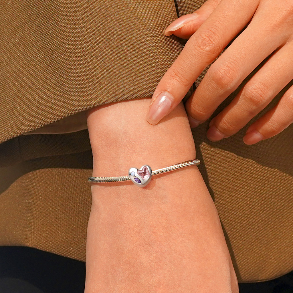 愛心粉紅蝴蝶珠飾 image number 3