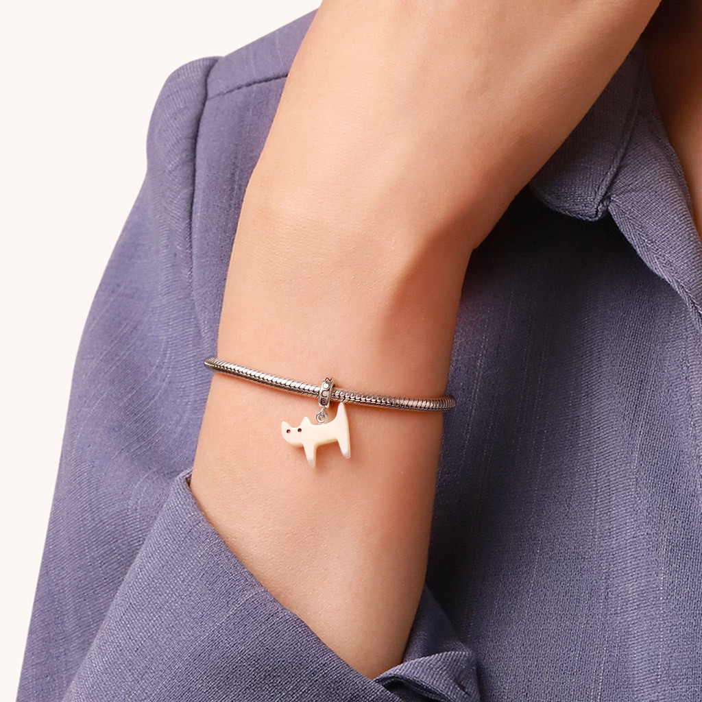 天然貝殼白貓吊墜 image number 5