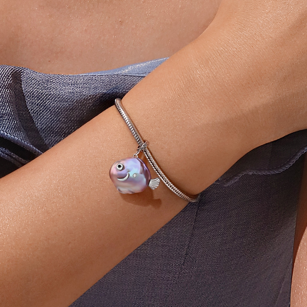 小魚巴洛克珍珠銀吊墜 image number 3