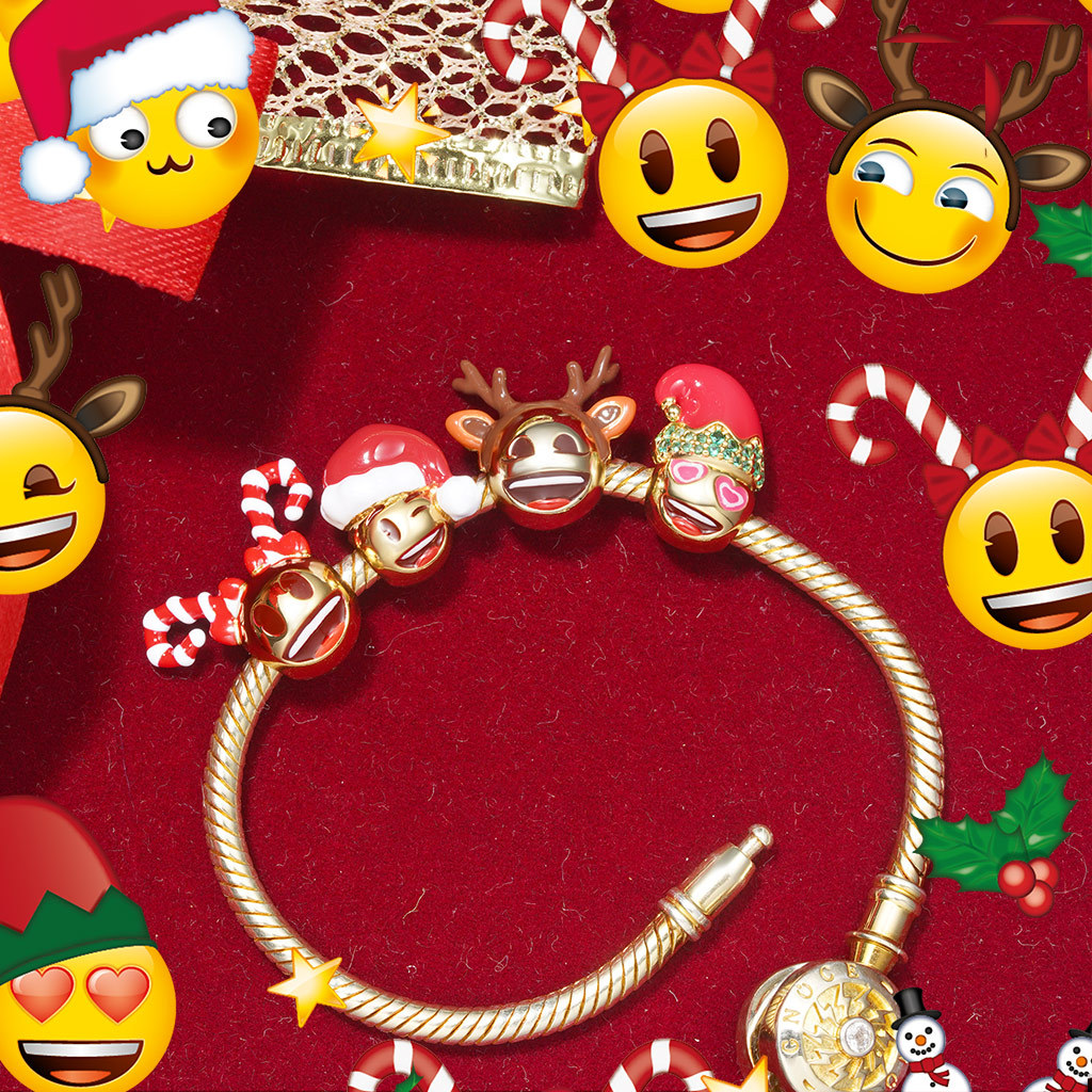 emoji聖誕帽笑臉愛心眼睛珠飾 image number 2