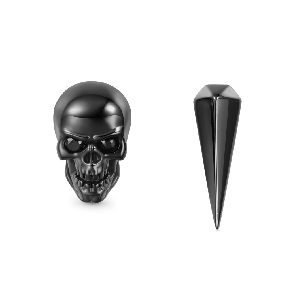哥特式黑色骷髏耳環 image number 0