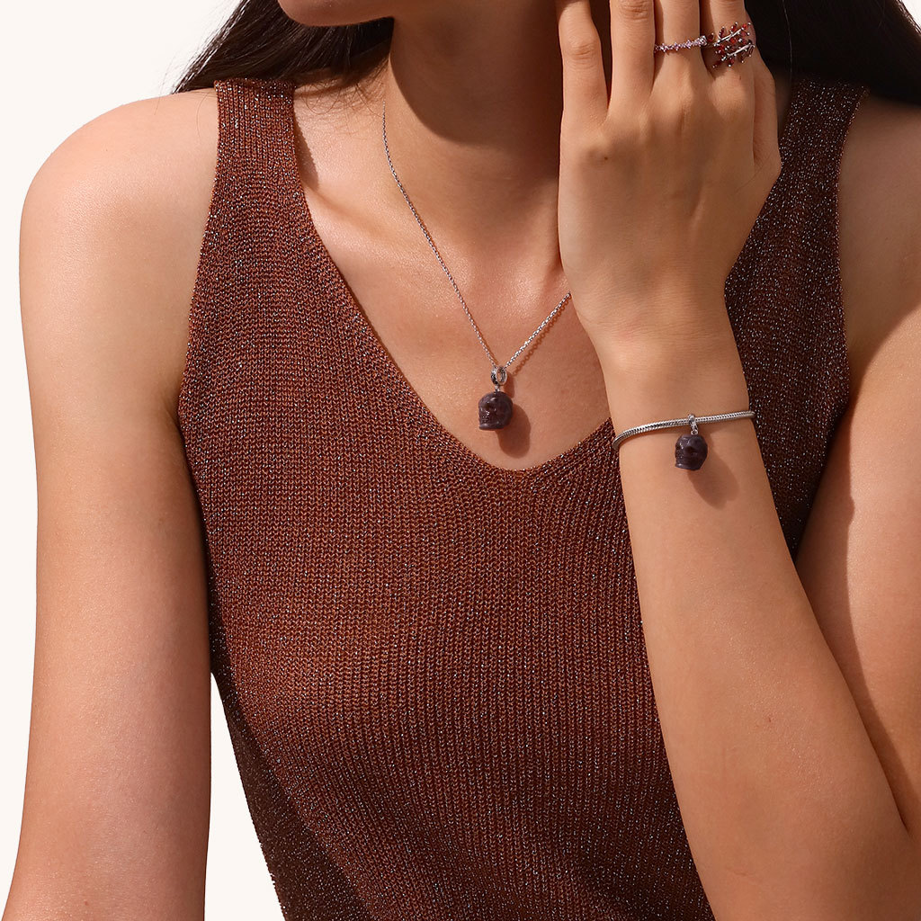 天然瑪瑙骷髏吊墜 image number 3