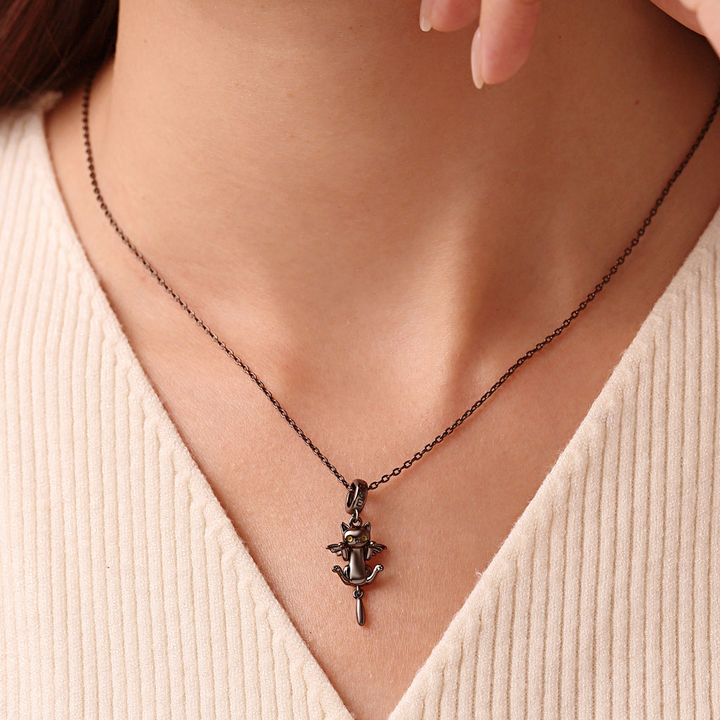 黑貓蝙蝠翅膀吊墜 image number 3