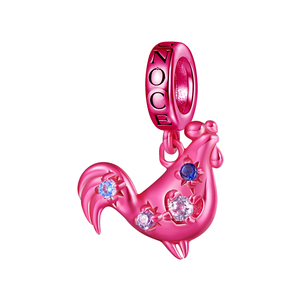 粉色泳彩公雞生肖吊墜 image number 0