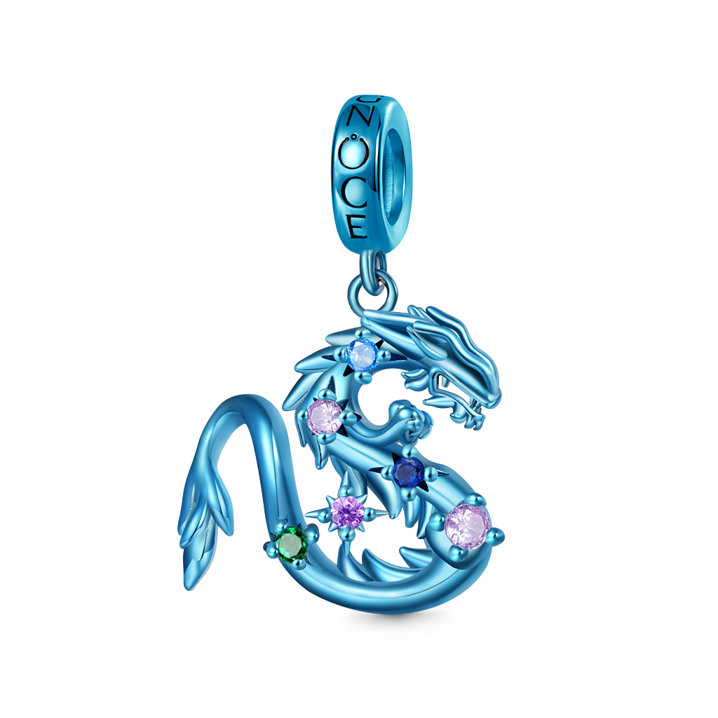 藍色泳彩龍生肖吊墜 image number 0