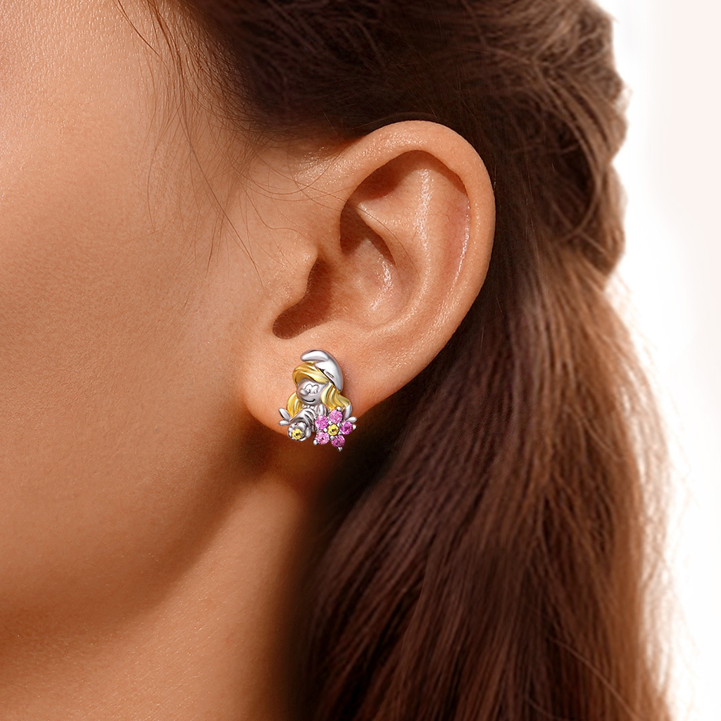 甜美可愛小美人藍色小精靈耳釘 image number 5