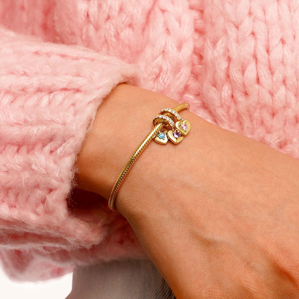 鍍金三心家庭吊墜 image number 5