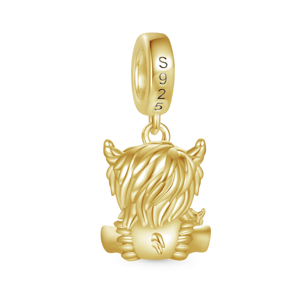 鍍金高地牛母子吊墜 image number 1