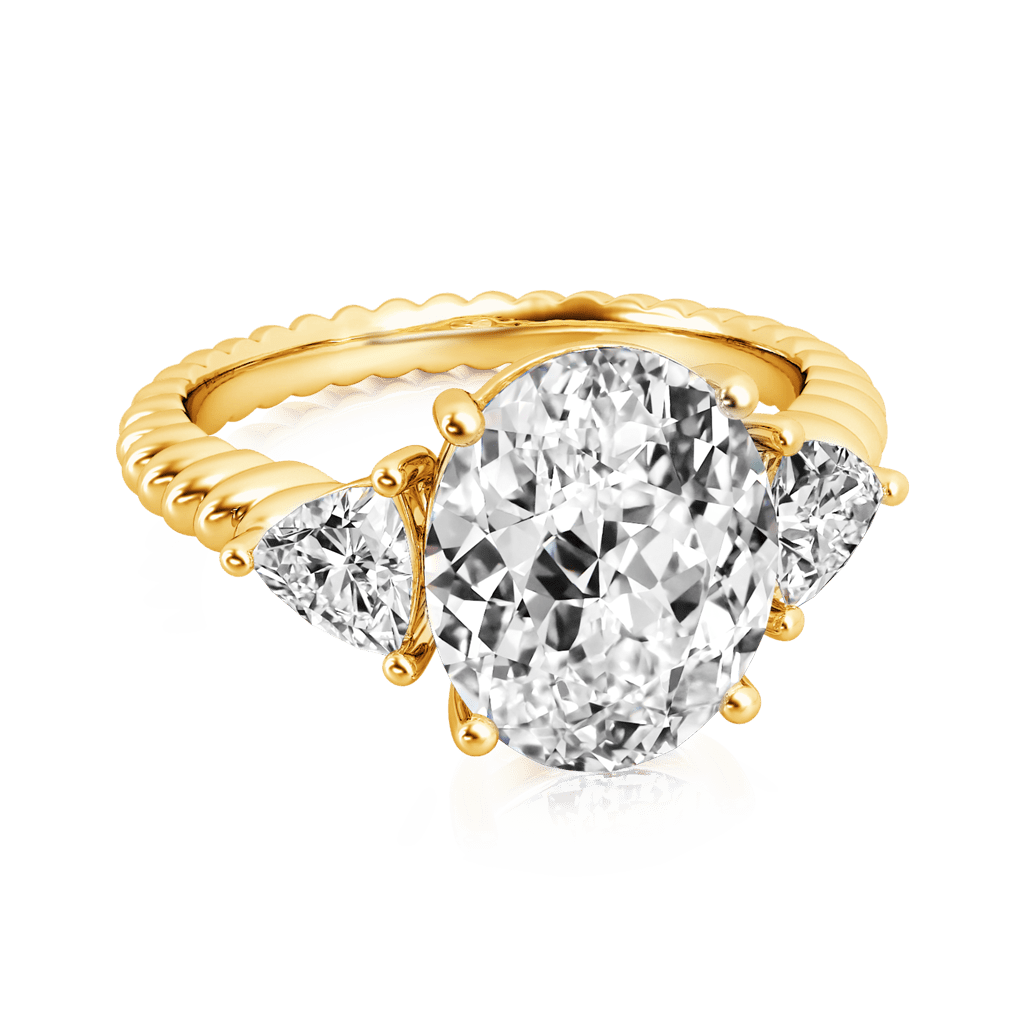 橢圓形三石訂婚戒指 image number 2