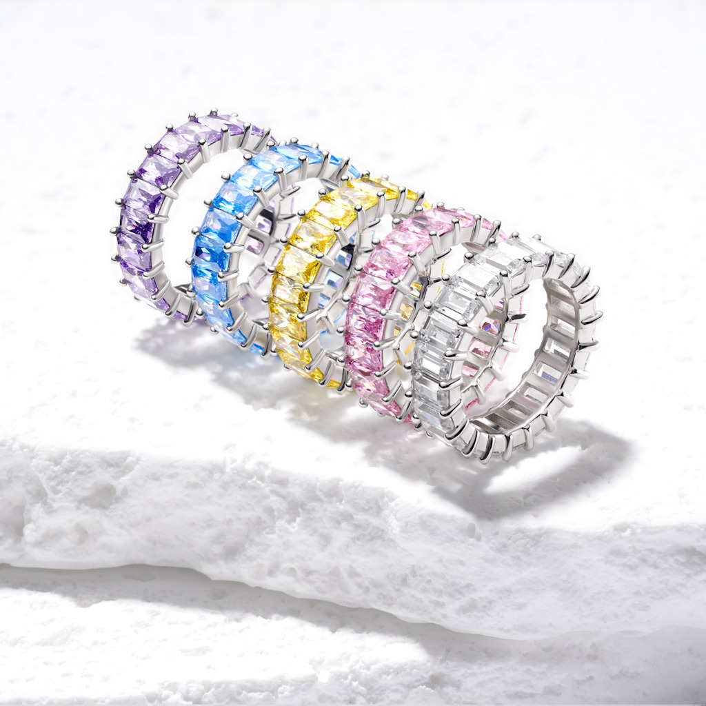 長方形切割白色托帕石戒指 image number 4