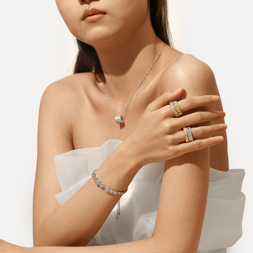 長方形切割白色托帕石戒指 image number 5