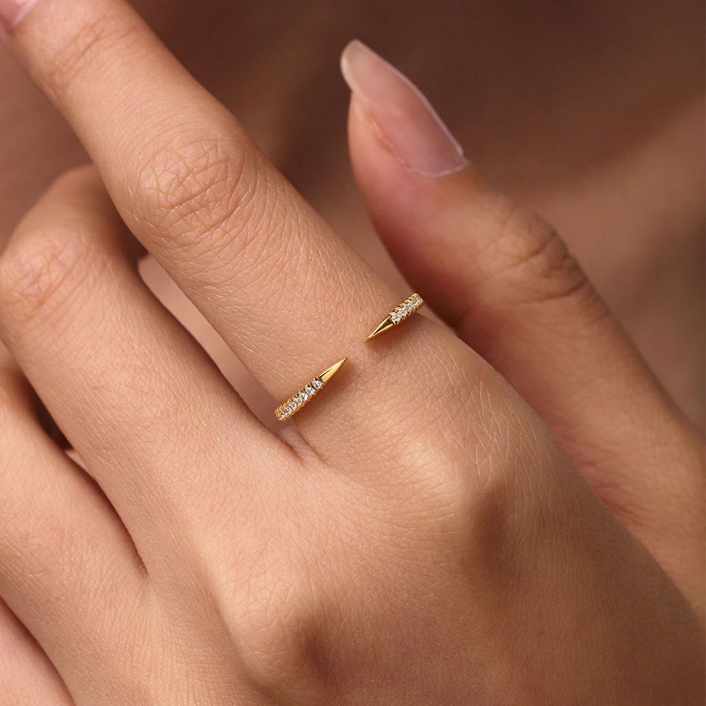 14k/10k金袖口爪形戒指 image number 3