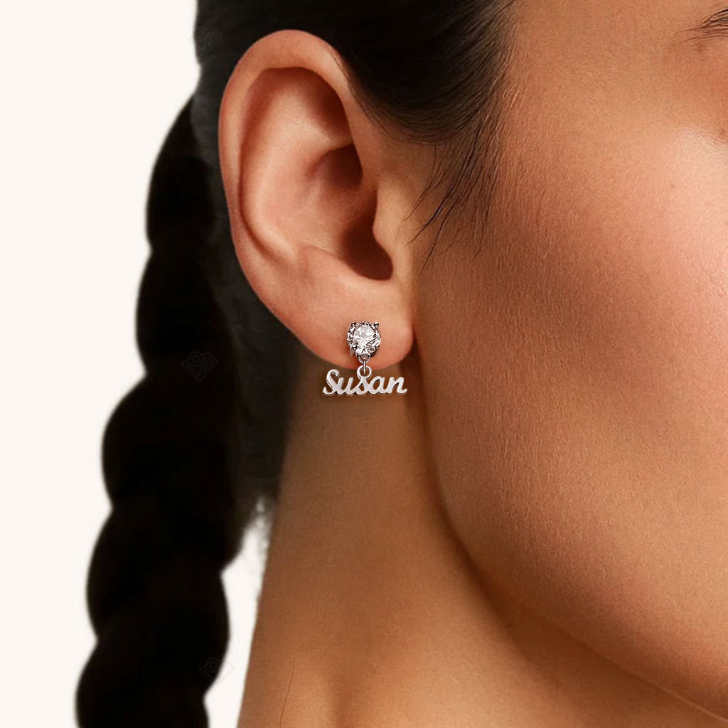 個性化生日石耳環 image number 3