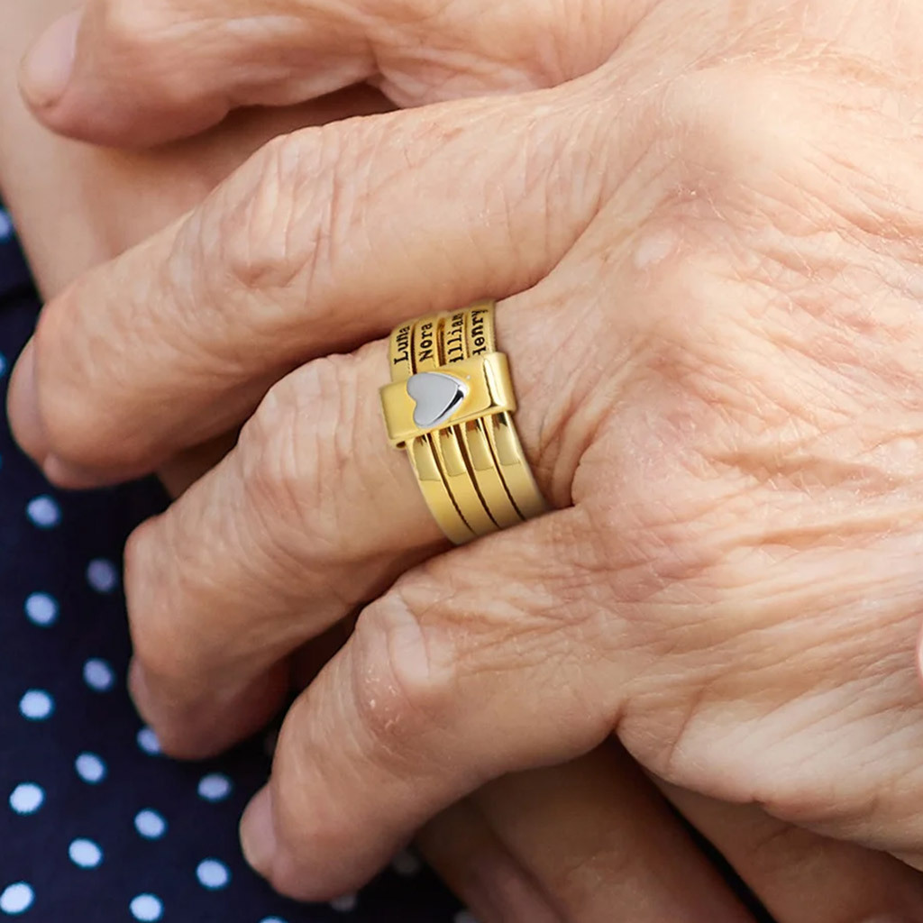 刻字愛心疊戴戒指 image number 3