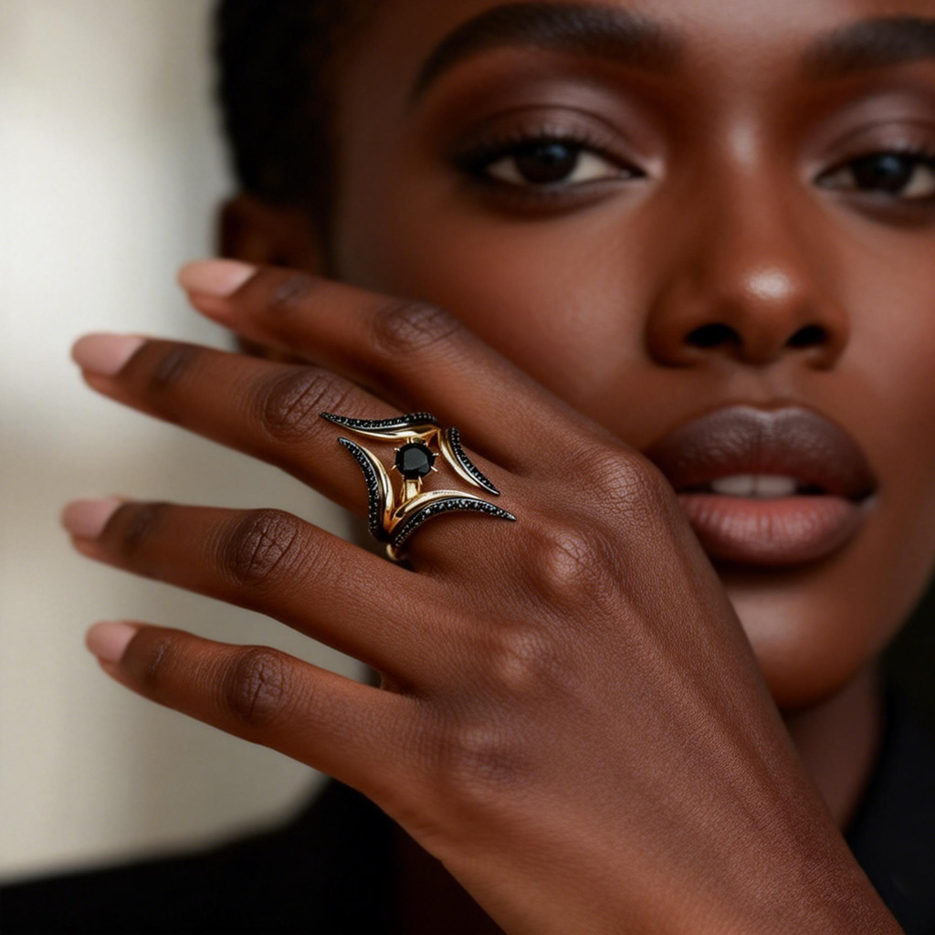 幾何尖頂圓形切割戒指 image number 1