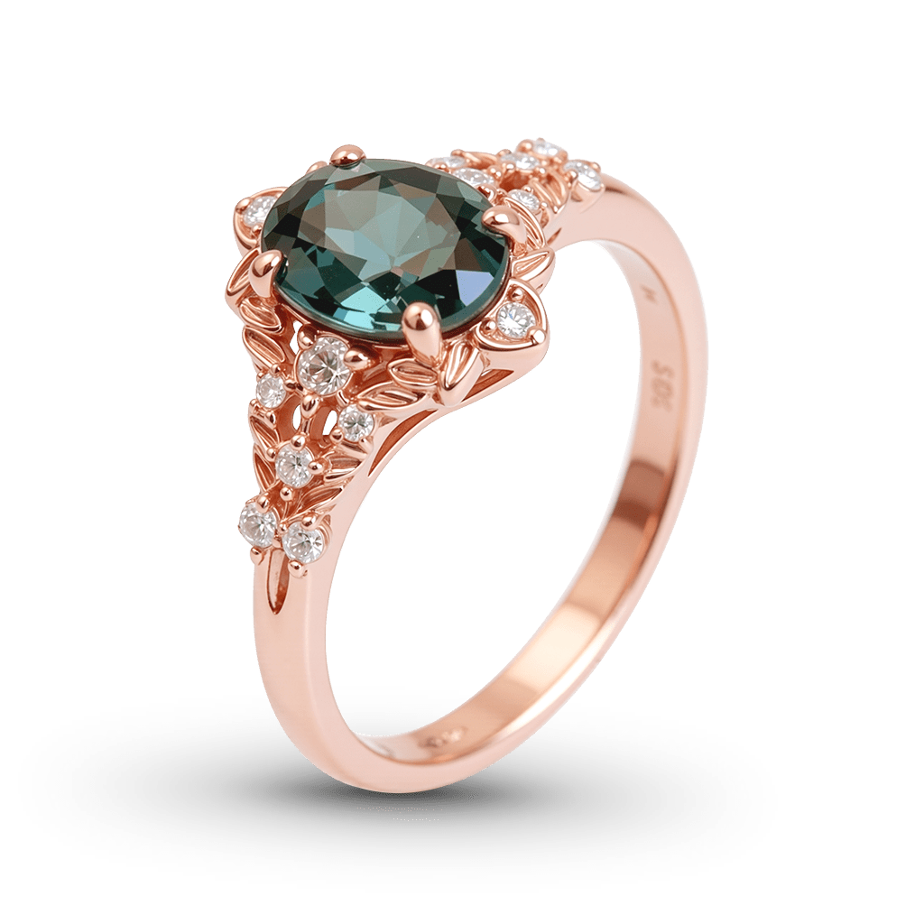 鏤空橢圓切割訂婚戒指 image number 3