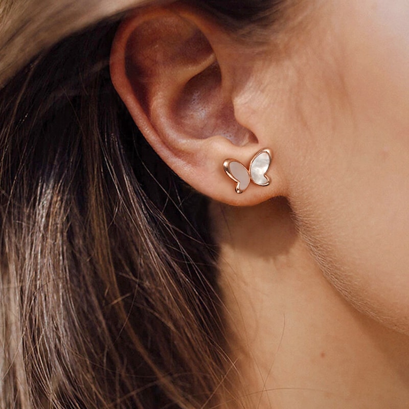 白色貝母蝴蝶耳環 image number 2