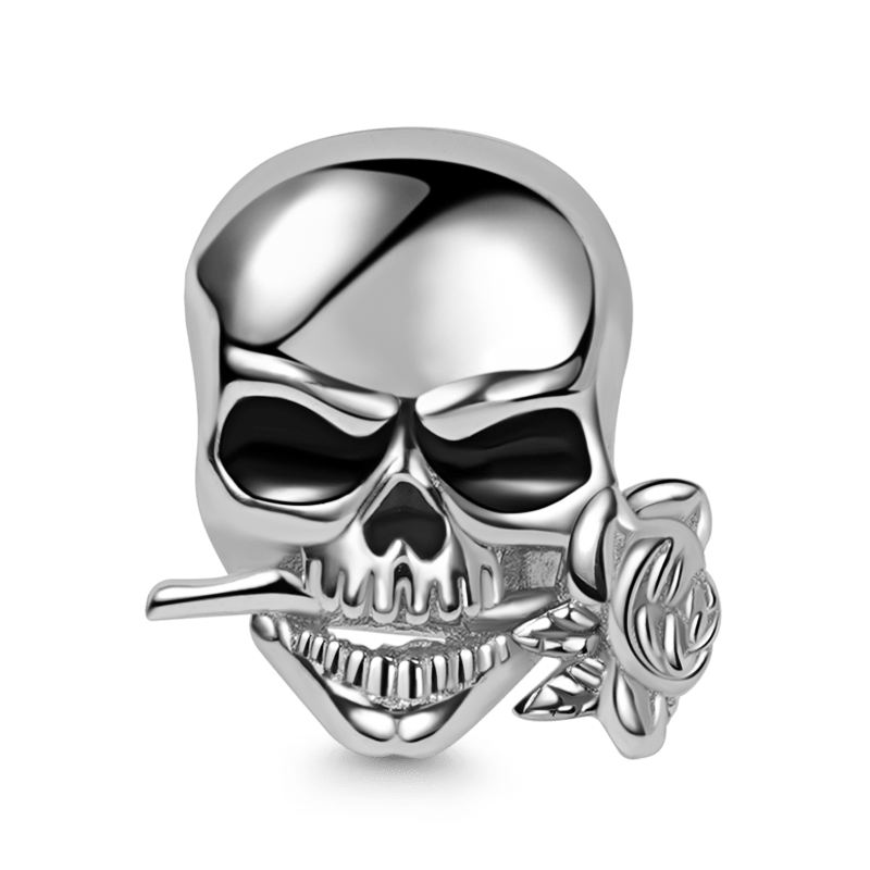 骷髏與玫瑰吊飾珠 image number 0