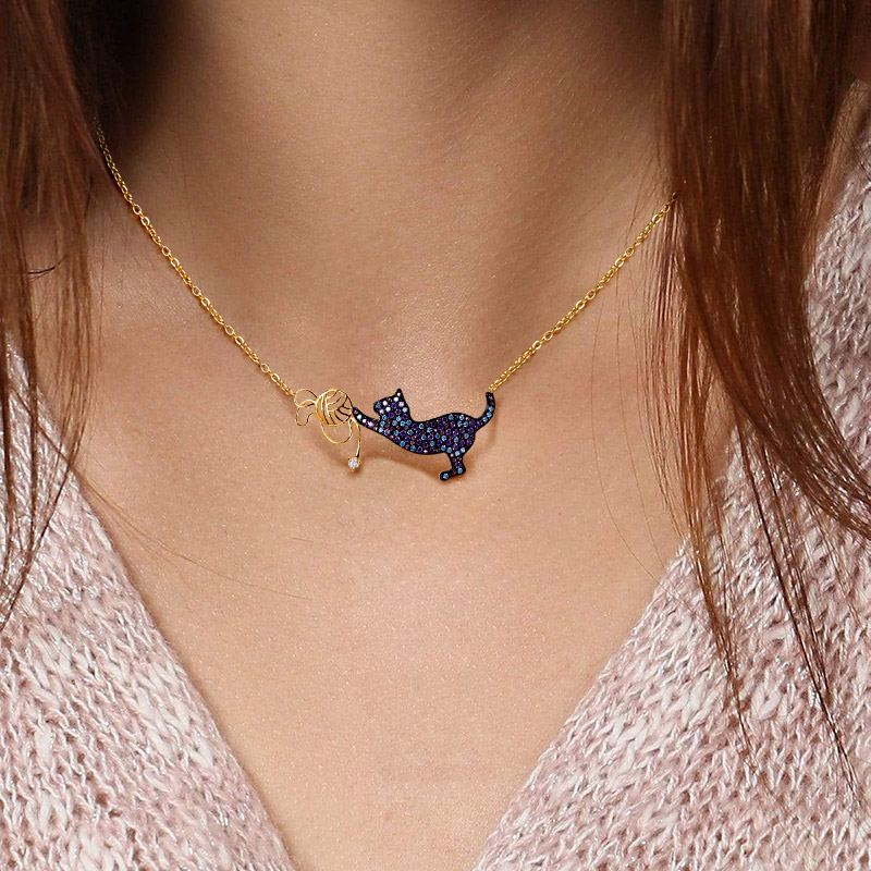 貓玩絲織球項鍊 image number 3