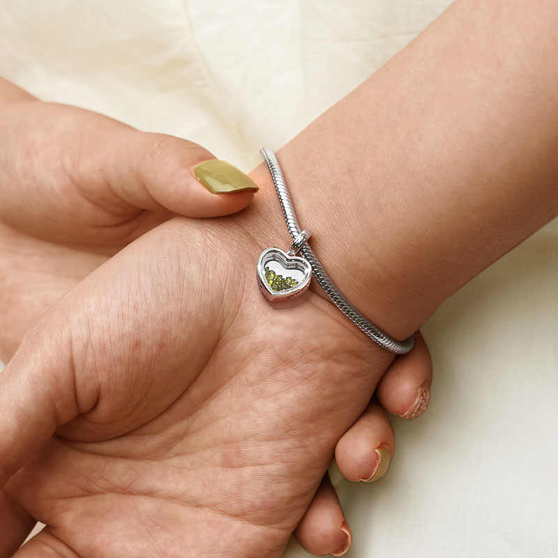 八月生日心形石可刻字吊墜 image number 3