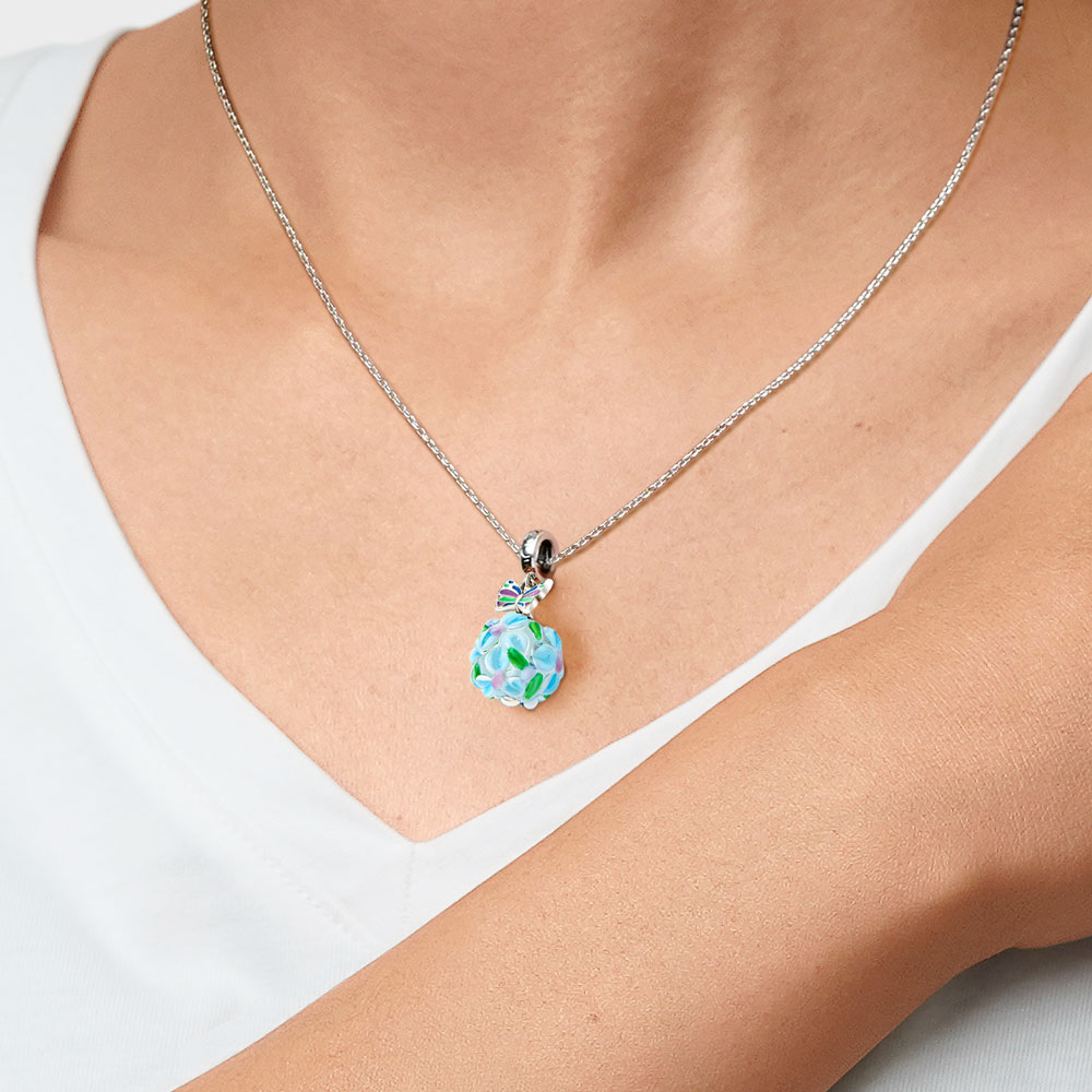 藍色繡球花和蝴蝶吊墜 image number 5