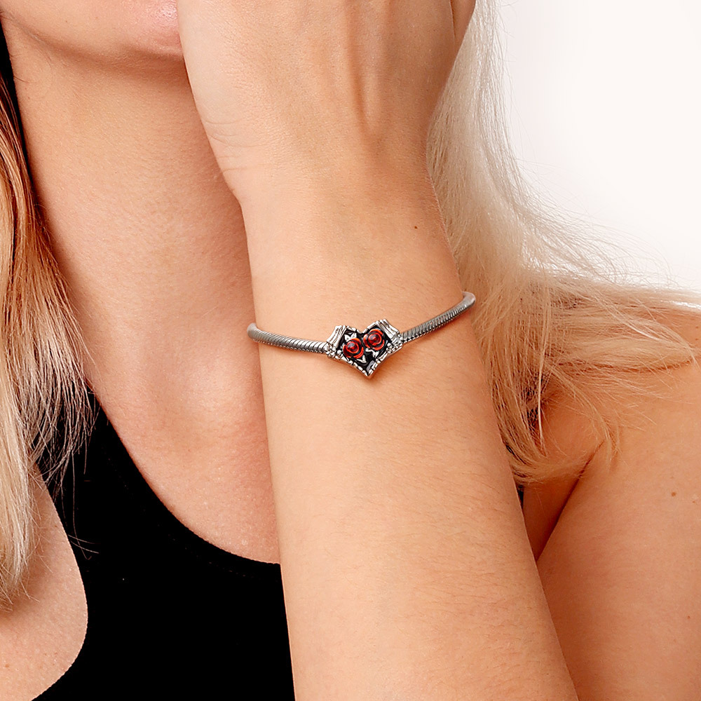 紅玫瑰骷髏心形珠飾 image number 3