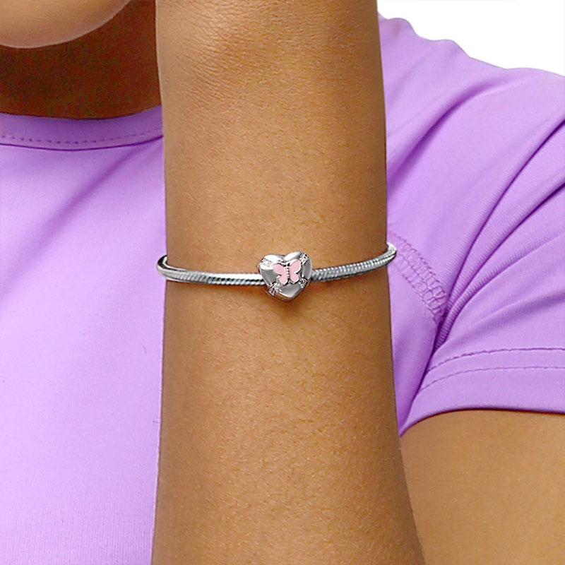 心形粉紅蝴蝶照片珠吊飾珠 image number 2