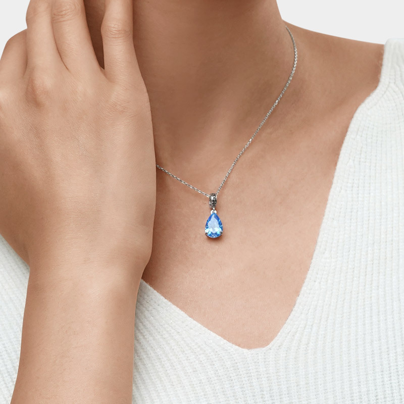 梨形切割生日石吊墜 image number 5