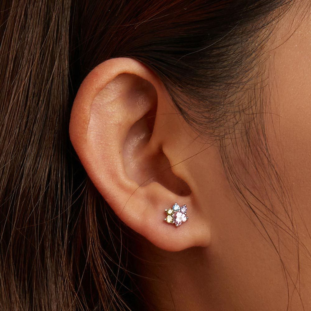 彩色鋯石爪耳環 image number 5