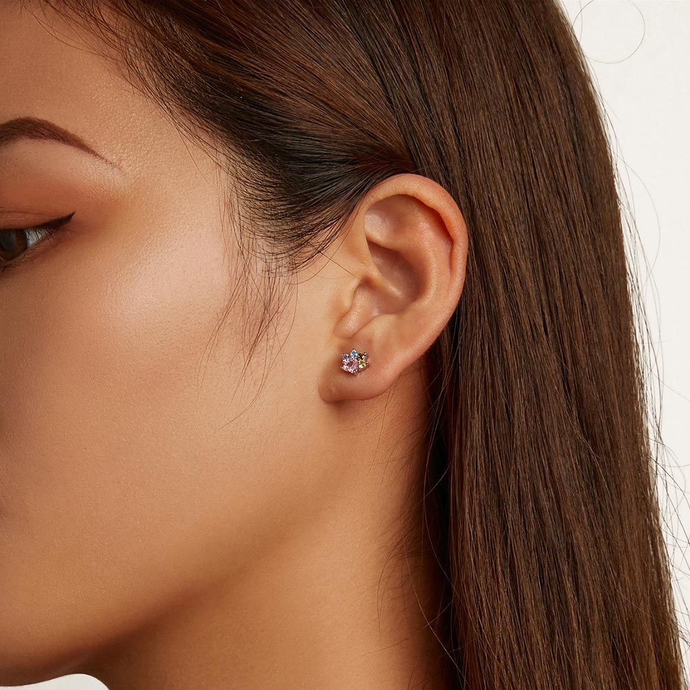 彩色鋯石爪耳環 image number 4