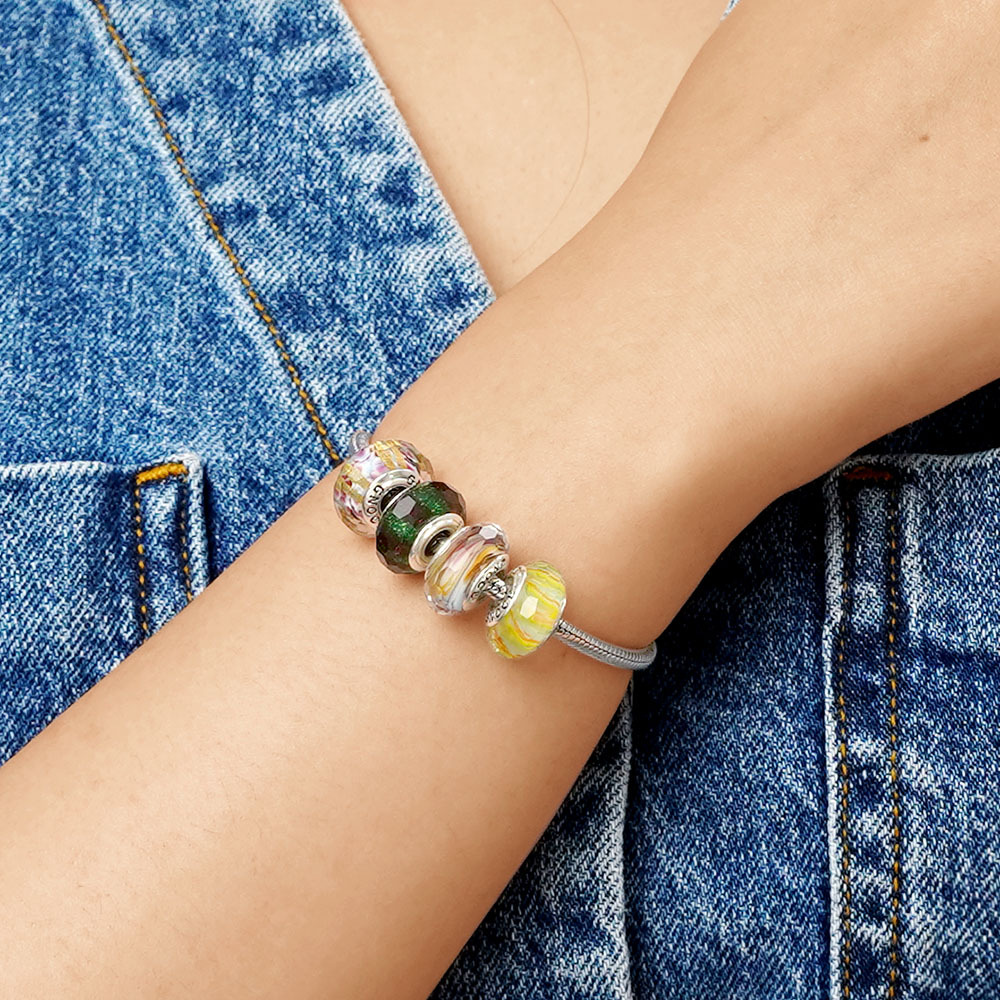 波浪彩黃色玻璃珠 image number 4