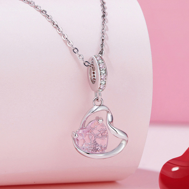 粉红心形丝带吊墜 image number 2