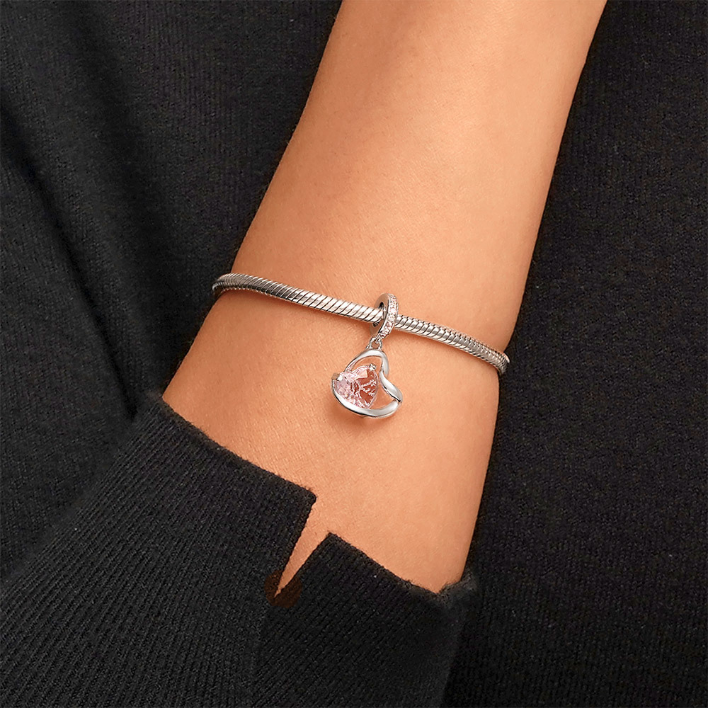 粉红心形丝带吊墜 image number 6