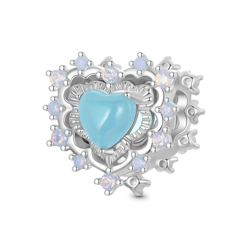 復古藍色心形珠飾 image number 0