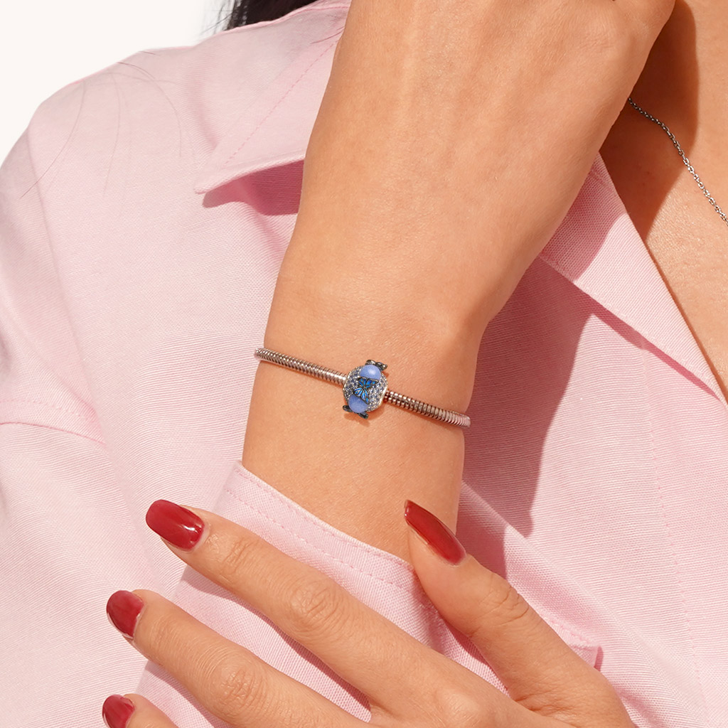 藍色蝴蝶圓形珠飾 image number 5