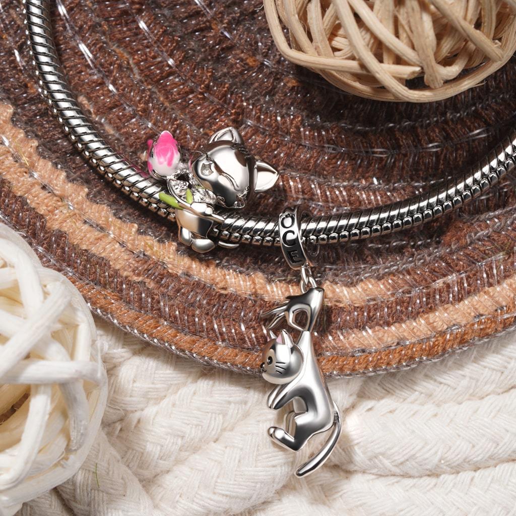 粉色鬱金香貓咪珠飾 image number 2