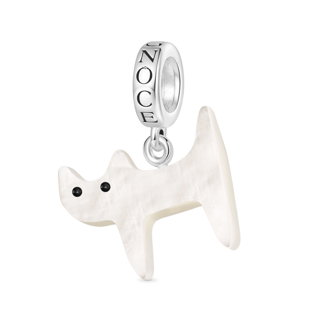 天然貝殼白貓吊墜 image number 0