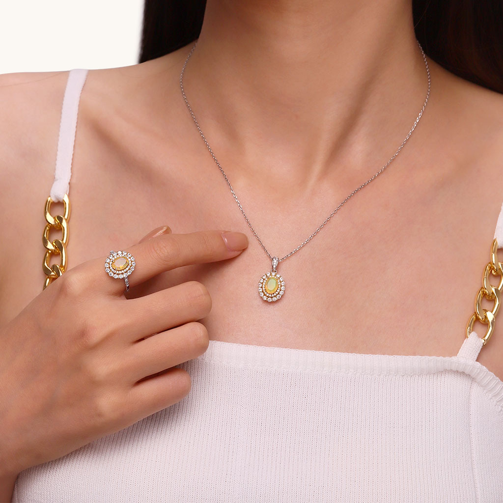 橢圓形切割黃水晶戒指 image number 3