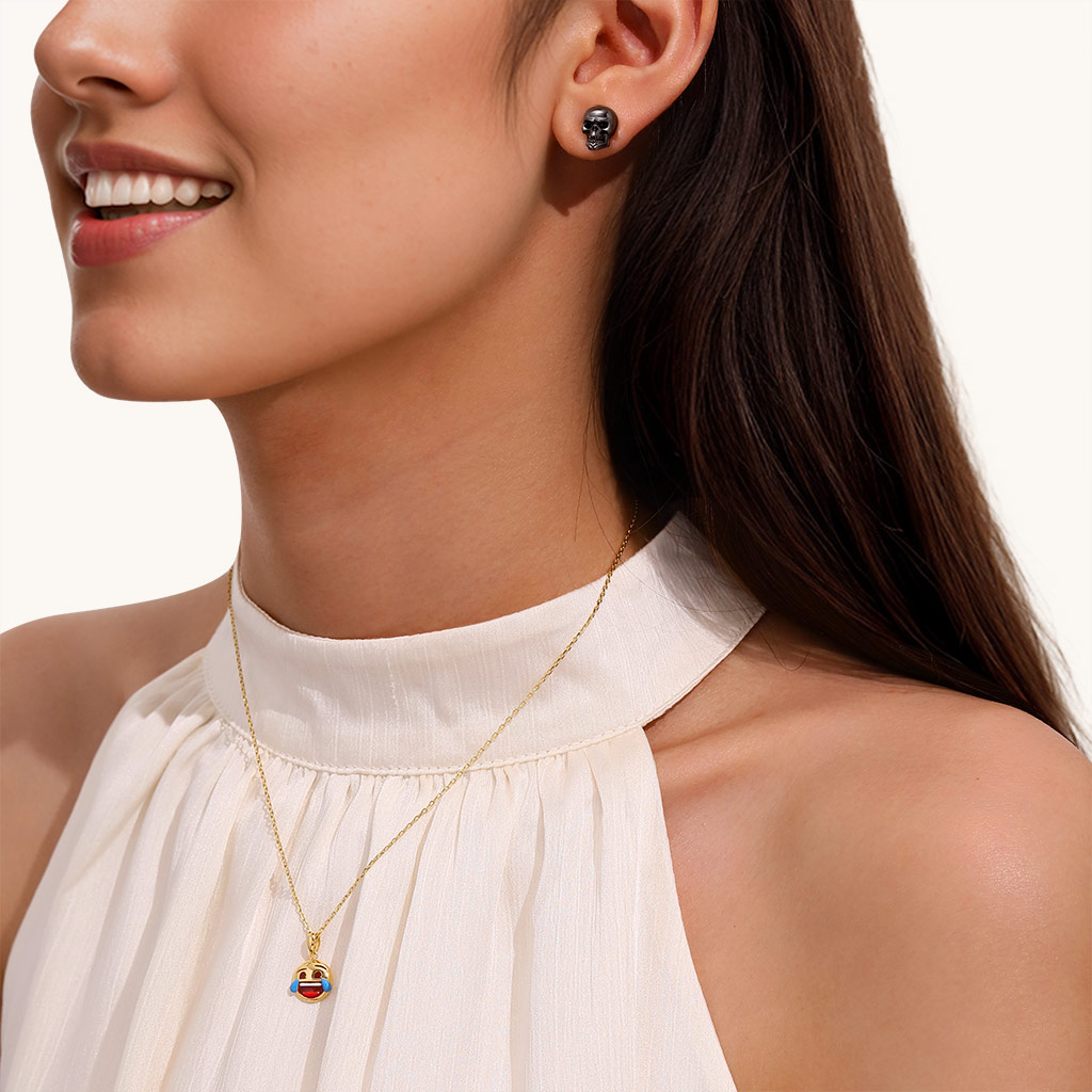 哥特式黑色骷髏耳環 image number 3