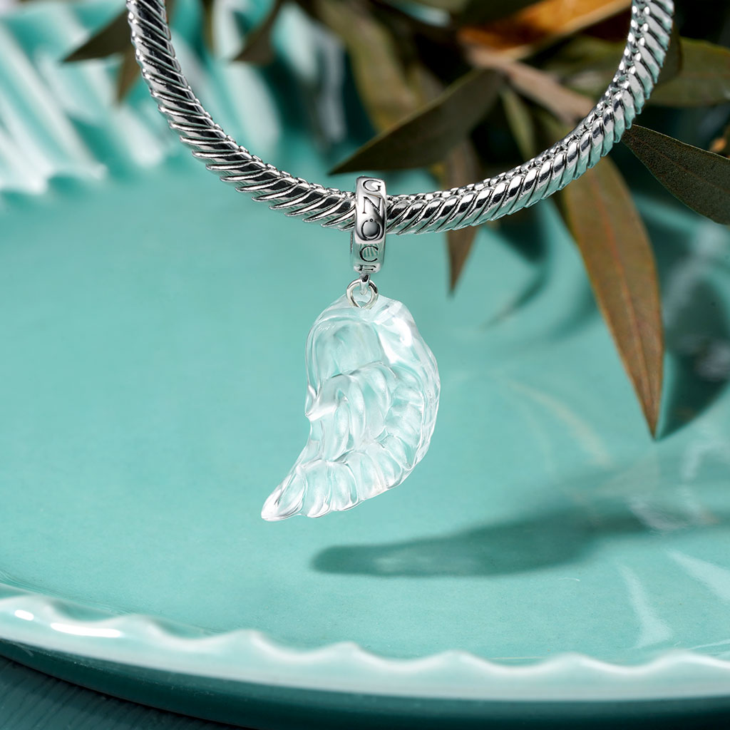天然透明水晶翅膀吊墜 image number 2