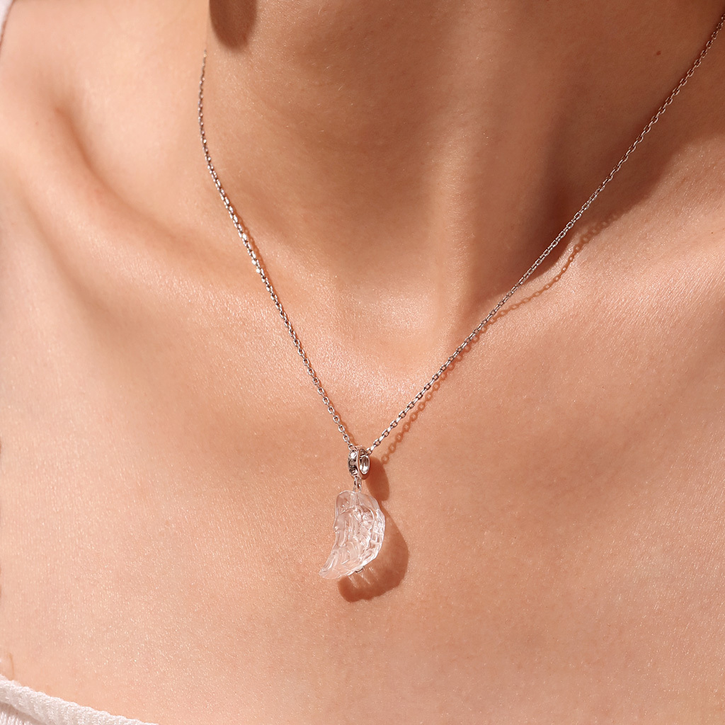 天然透明水晶翅膀吊墜 image number 4