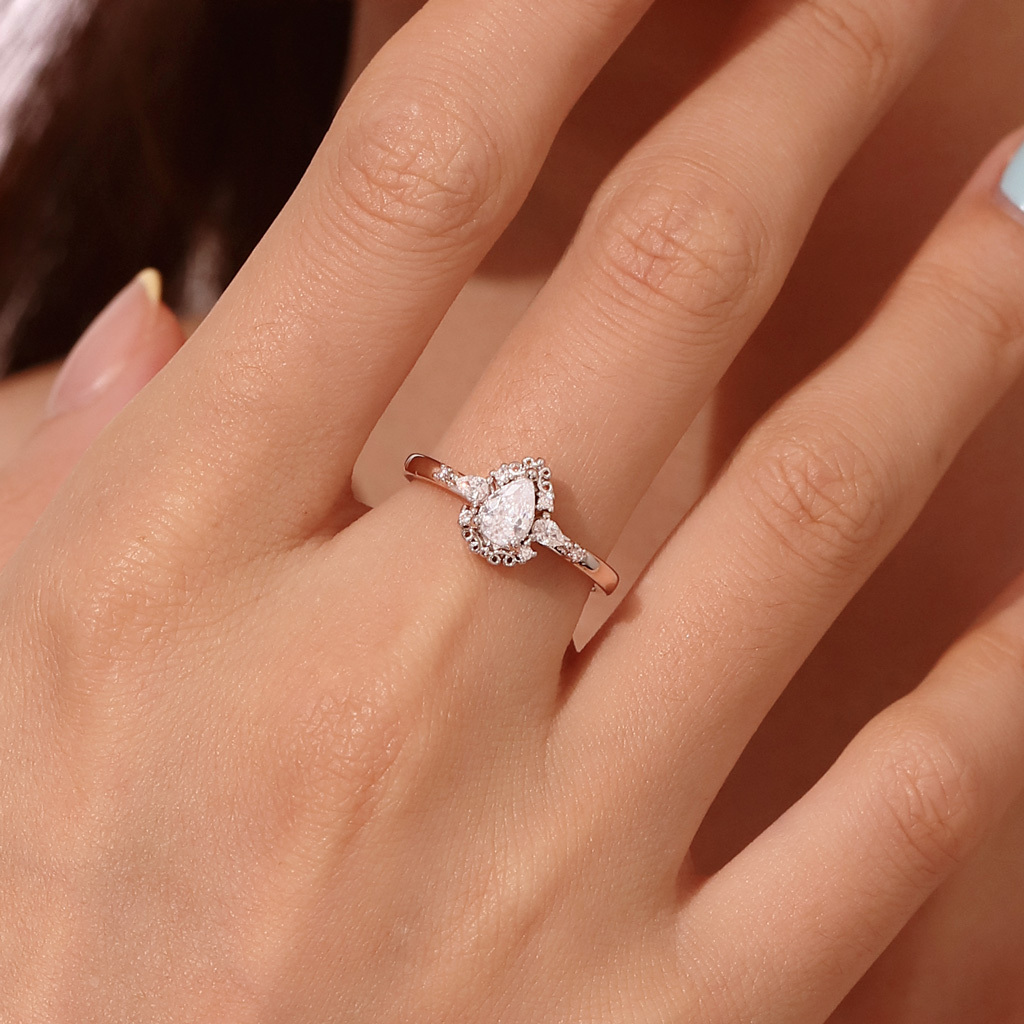 梨形切割新藝術風格婚戒 image number 4