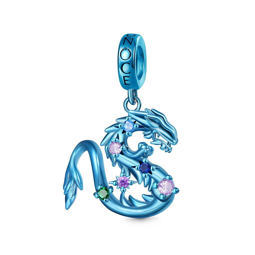 藍色泳彩龍生肖吊墜 image number 0