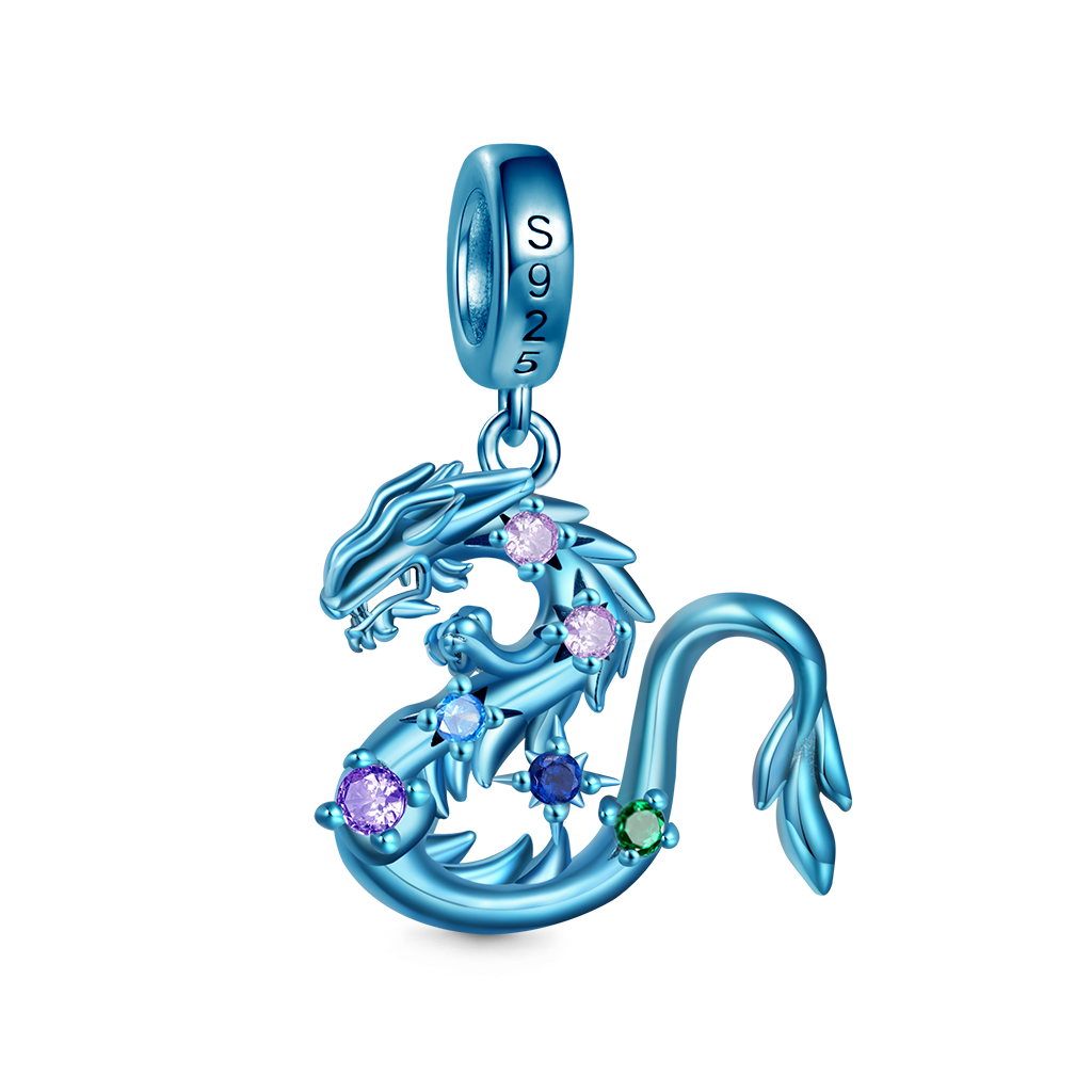 藍色泳彩龍生肖吊墜 image number 1