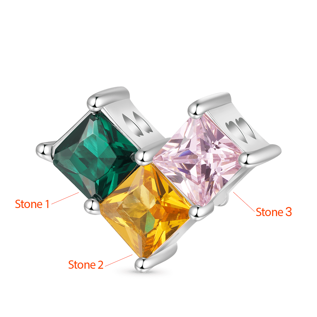 方形CZ寶石拼接愛心珠飾 image number 1