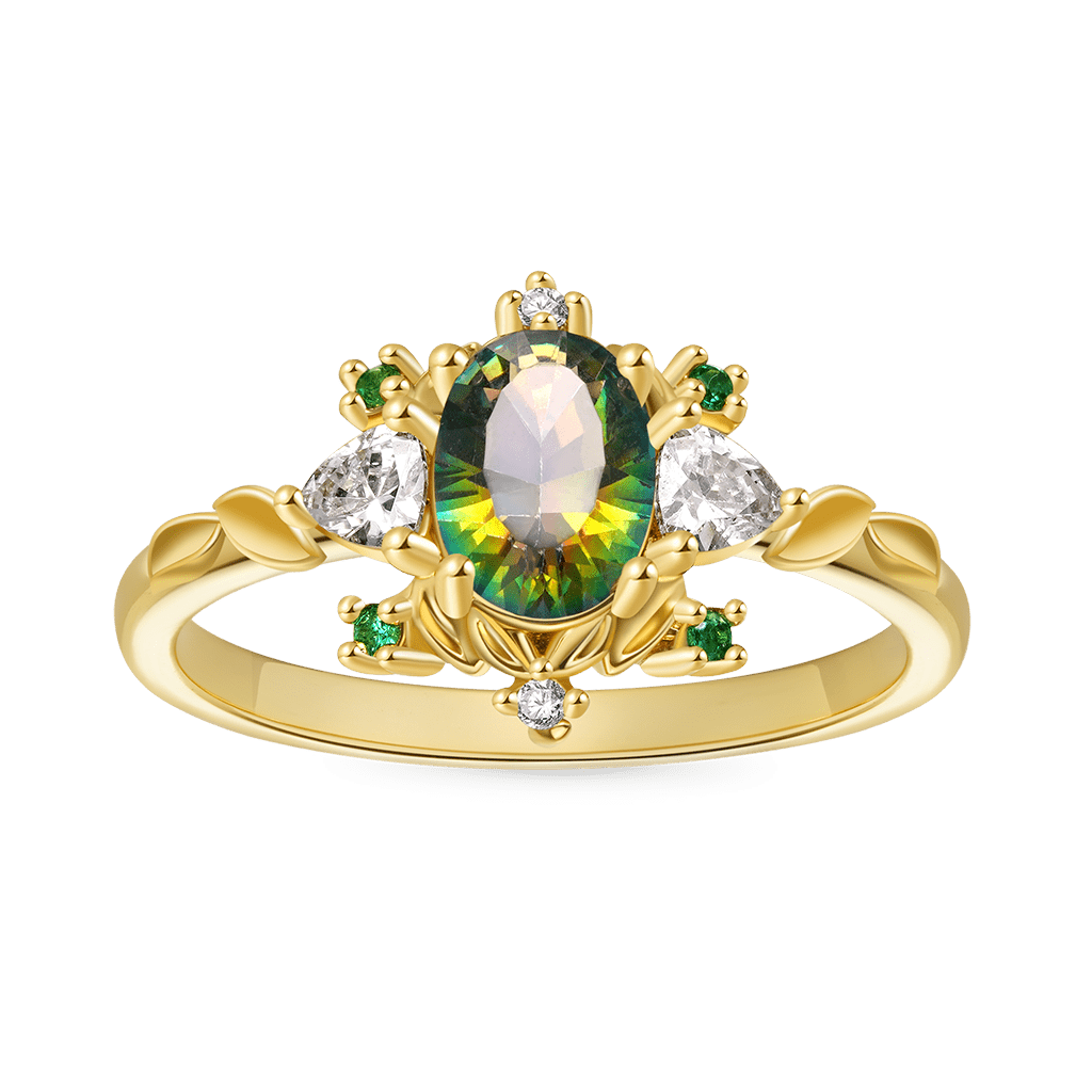 金葉青綠鑽石戒指 image number 0