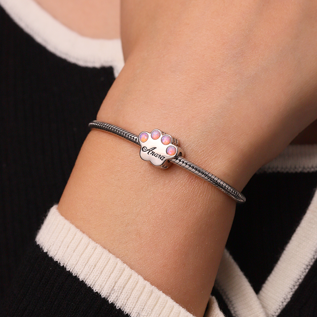 貓爪鑲嵌蛋白石照片珠 image number 2