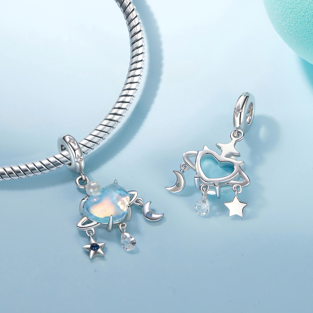 心形藍色星球吊墜 image number 1